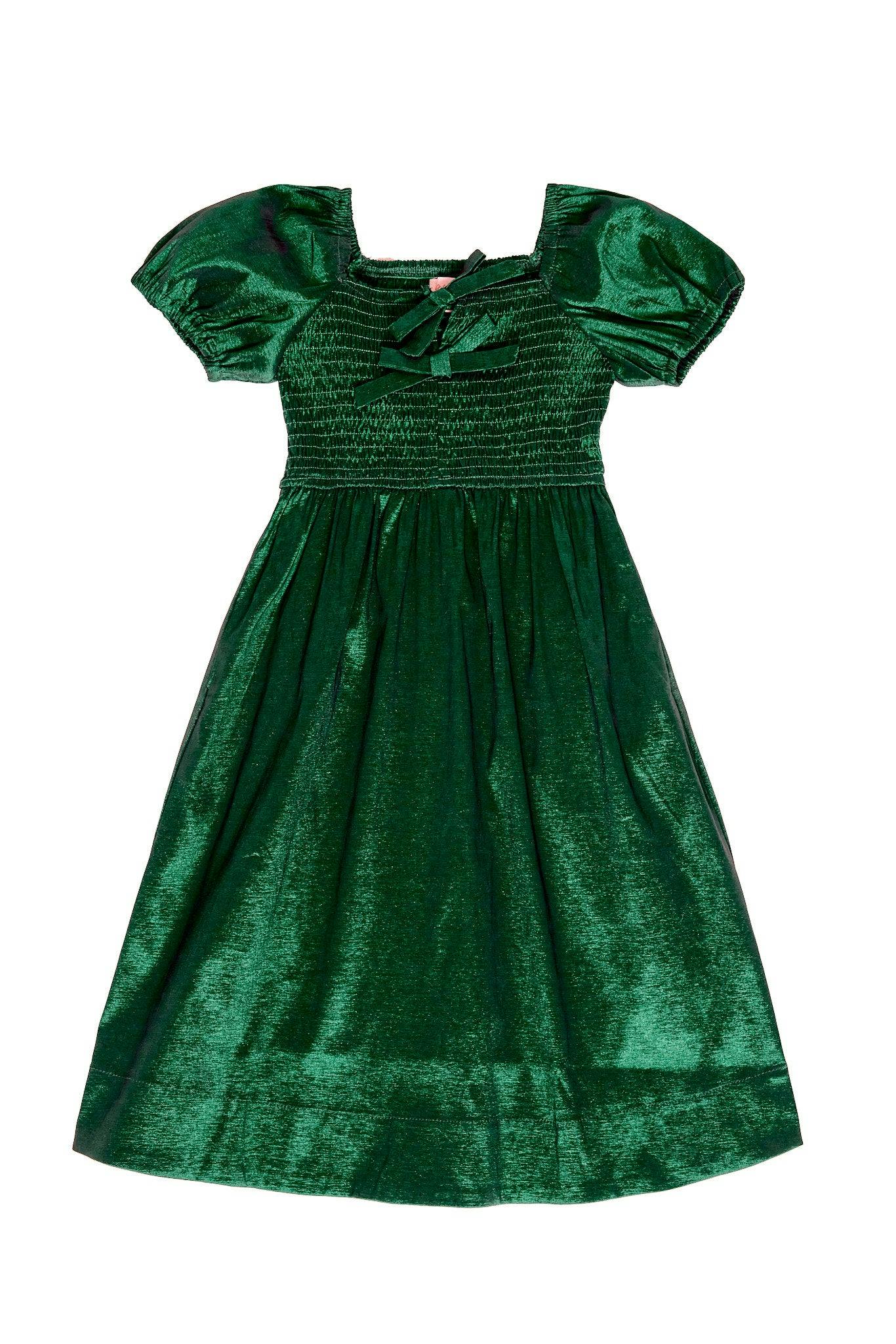 Mini Cassie Dress in Green Taffeta