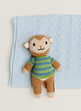 Baby Gift Set: Blue Wonder Baby Blanket and Marlow the Monkey Knit Doll