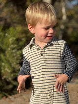 ARLINGTON Cream/Navy Arms Polo Romper