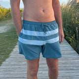 men's teal and dusk blue colorblock boardie