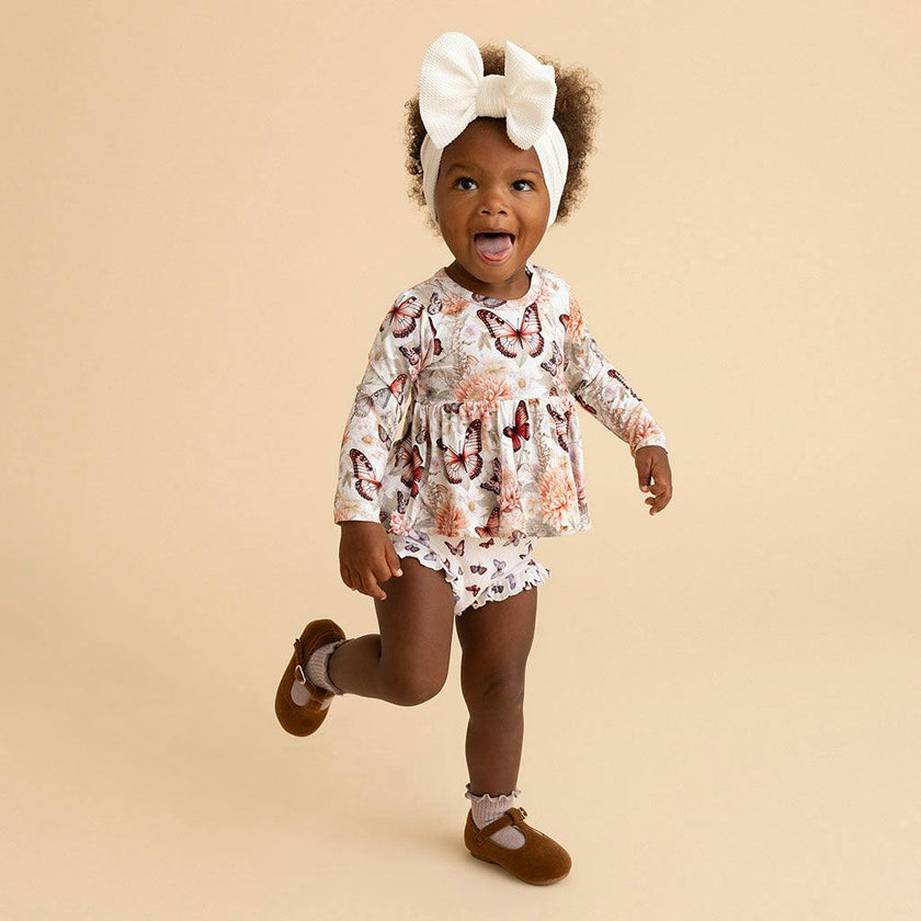 Leanne Peplum Ruffled Pointelle Bummie Set