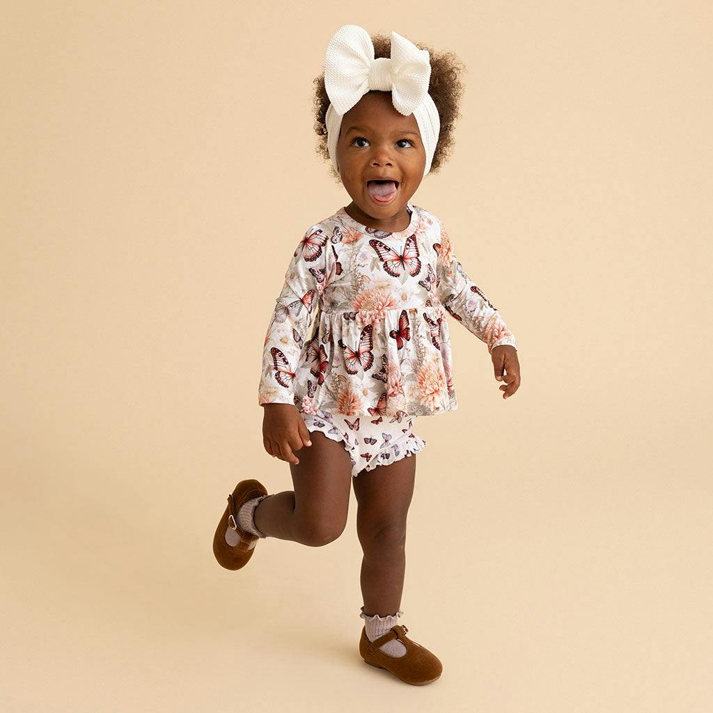 Leanne Peplum Ruffled Pointelle Bummie Set
