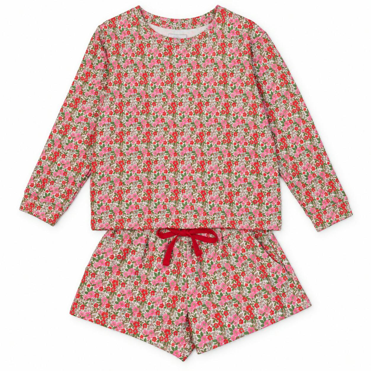 Stella Girls' Sweatshirt Short Set - Floral Noel