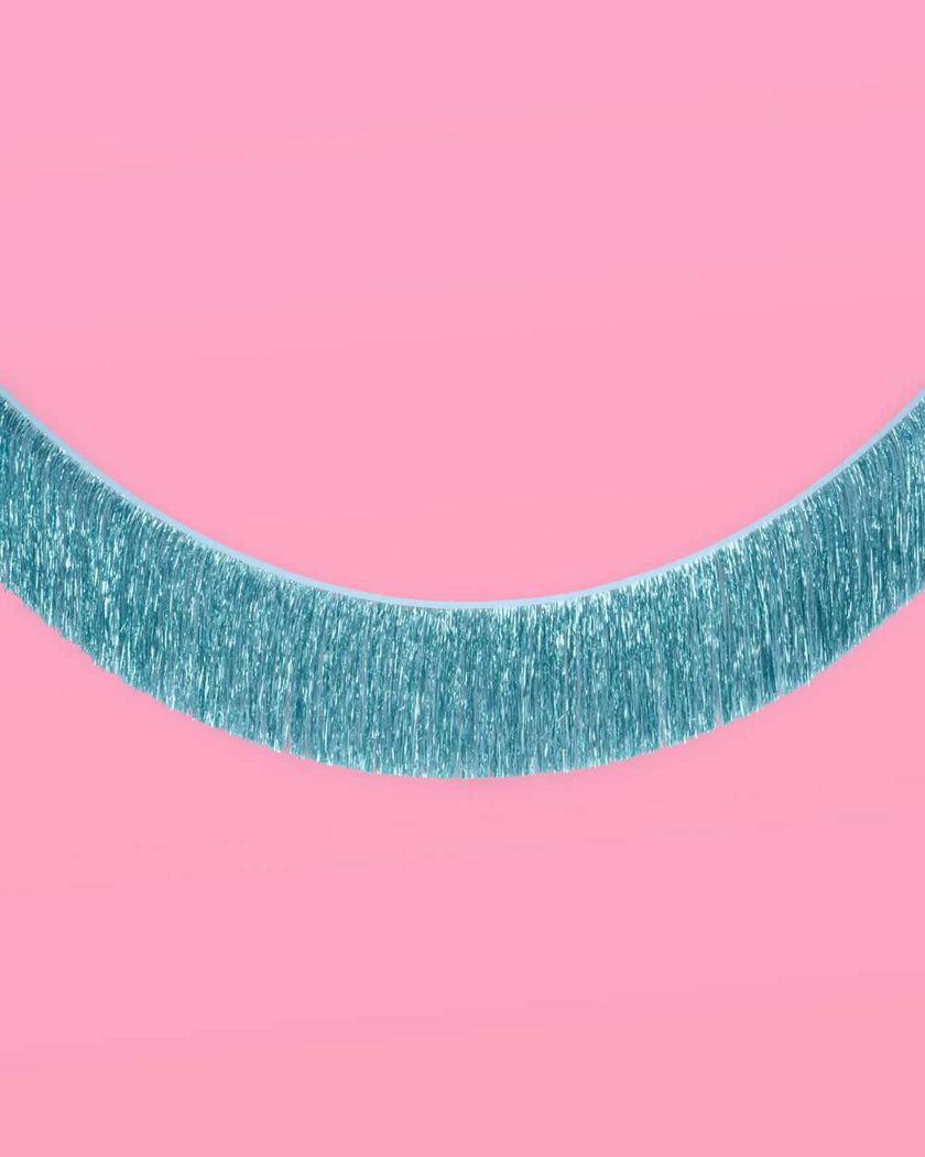 Aquamarine Fringe - blue foil banner