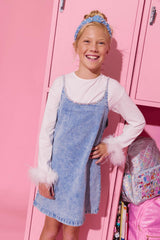 Gems Bow Denim Dress