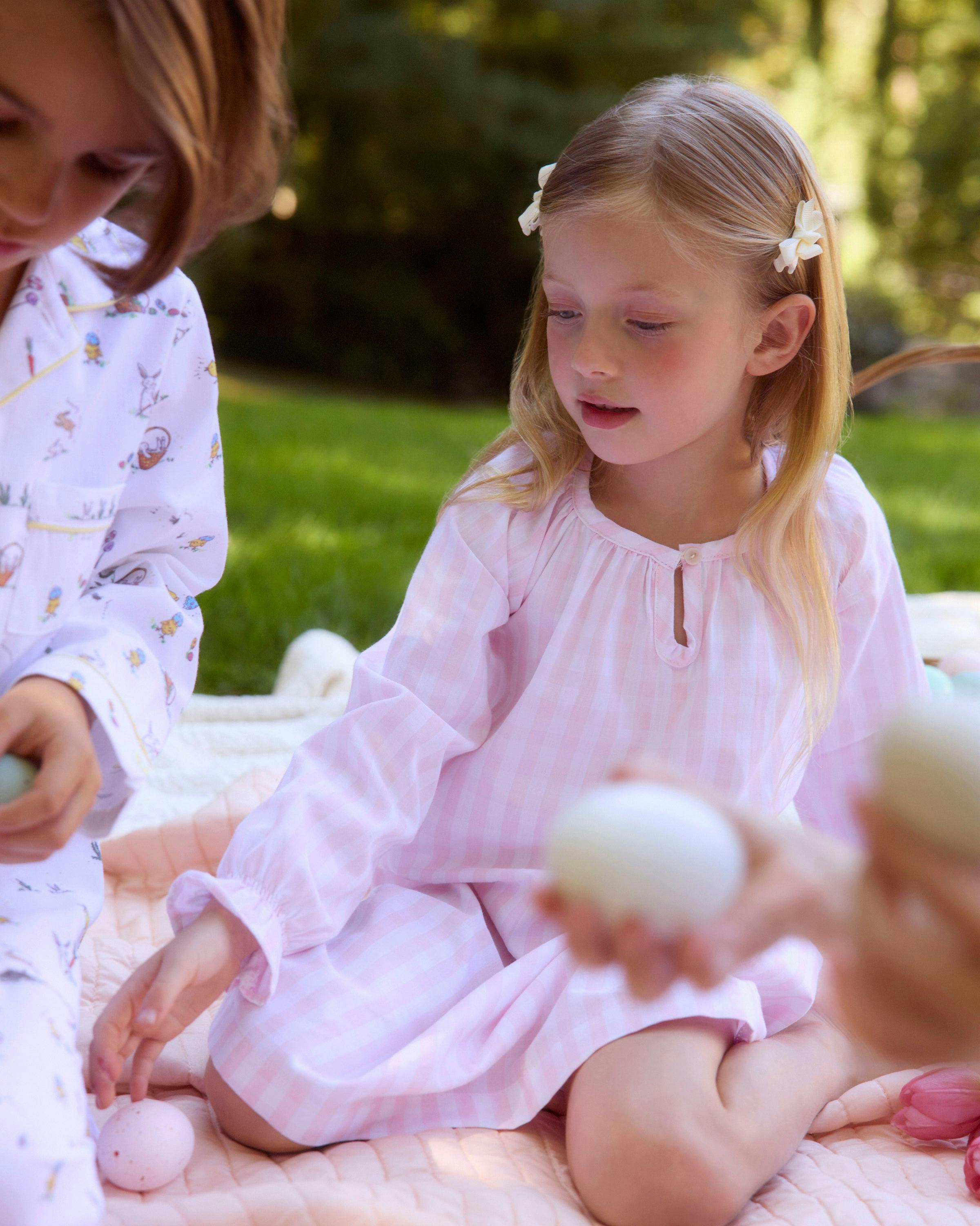 Girl's Twill Delphine Nightgown in Pink Gingham