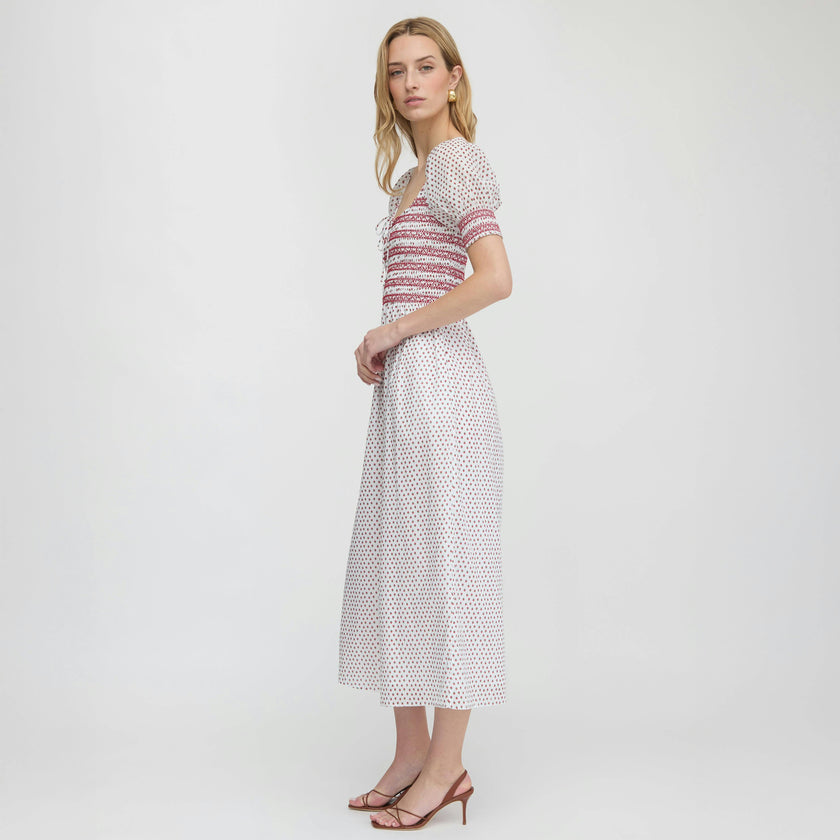 The Madeline Nap Dress - White Poppy Half Drop