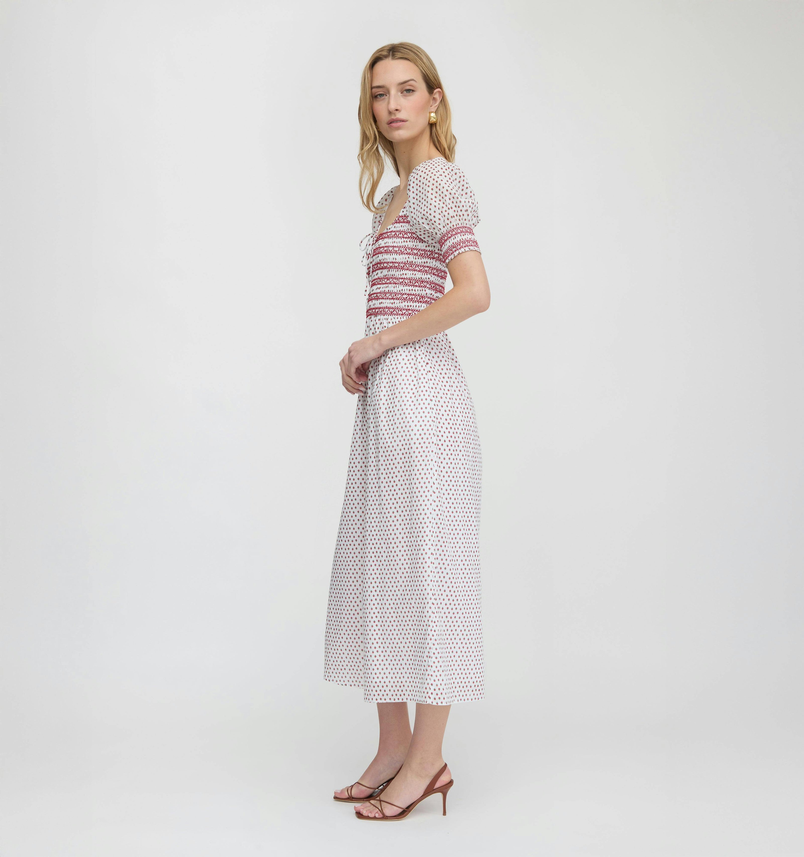 The Madeline Nap Dress - White Poppy Half Drop