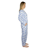 Women's Skydog Toile Blue Jersey Long PJ Set - Organic Stretch Cotton
