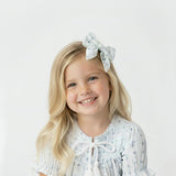 Organic Hair Bow Clip - Blue Vines