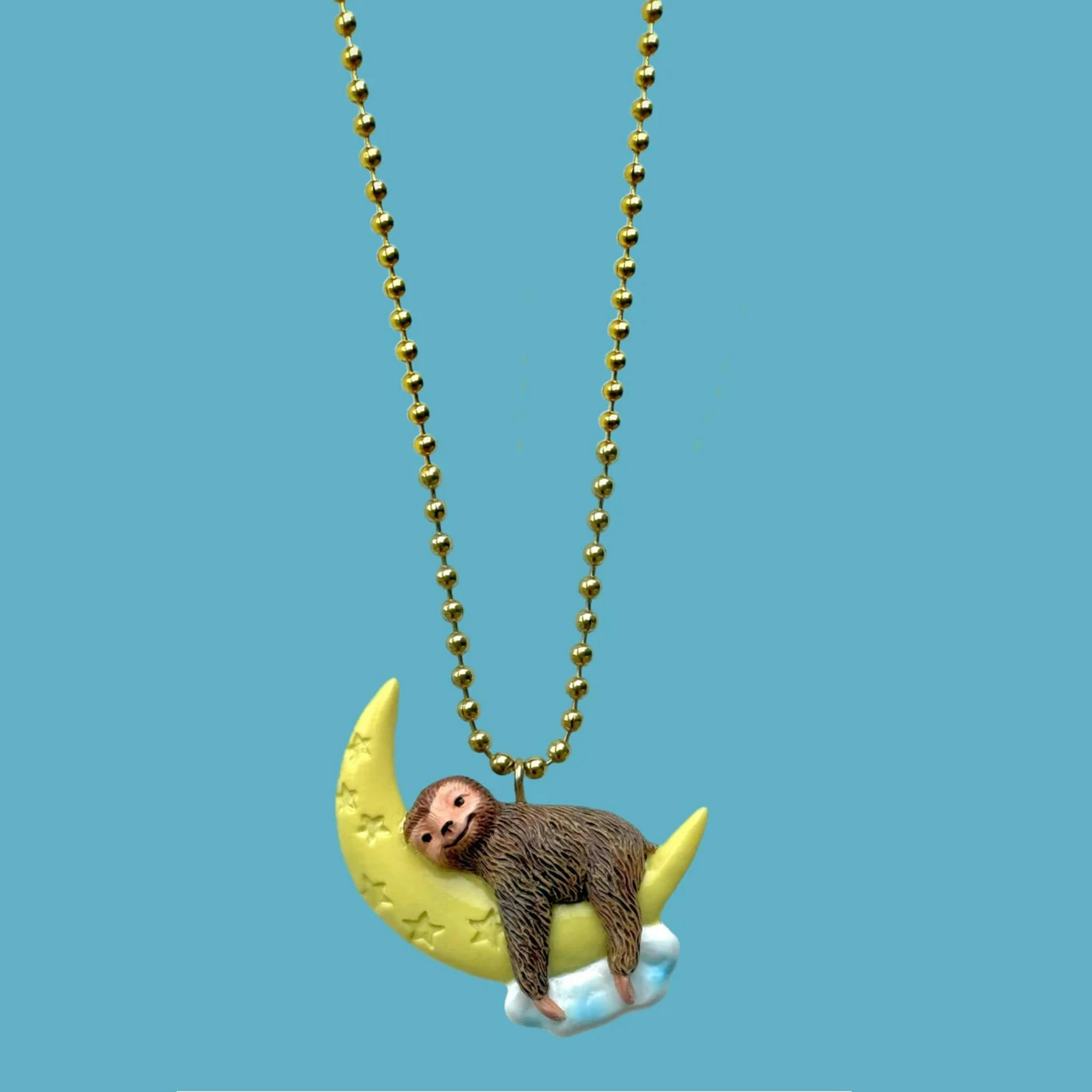 GLOW-IN-THE-DARK SLEEPY SLOTH NECKLACE