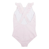 girls pink stripe crossover one piece