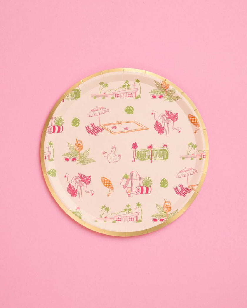 Palm Royale Plates - 32 paper plates, 2 sizes