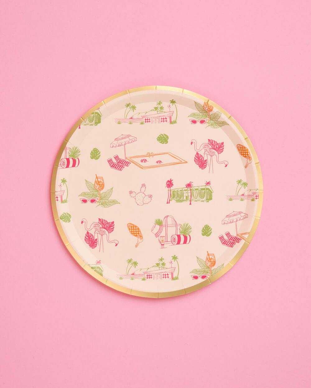 Palm Royale Plates - 32 paper plates, 2 sizes