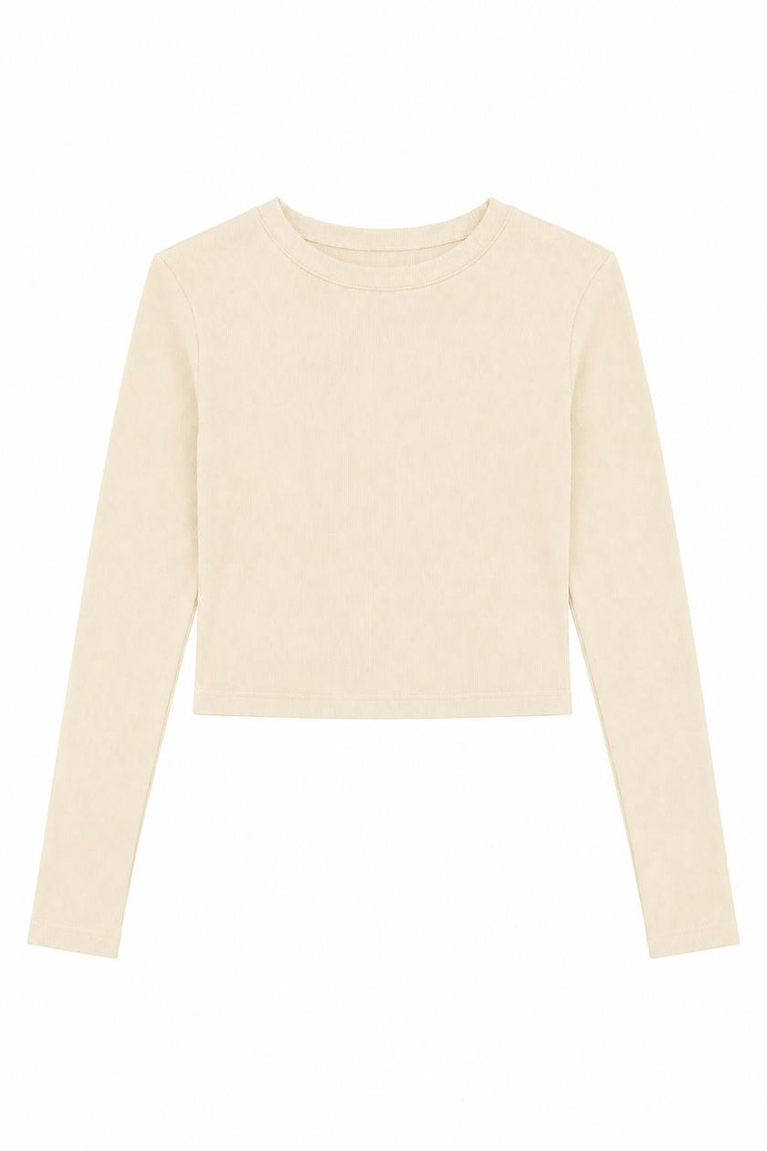 Bea Champagne Ribbed Long Sleeve