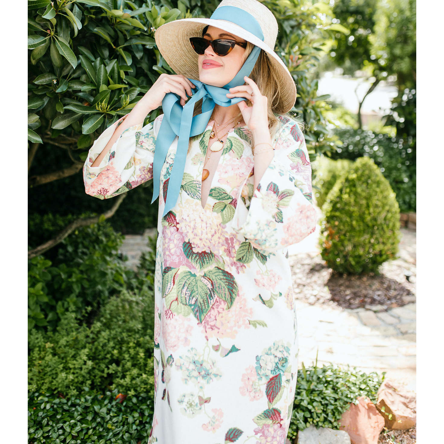 Women'S Wildflower Pop-Up Retro Garden Ribbon Sun Hat