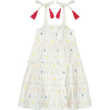 Bella Girl's Shoulder Tie Sundress Confetti Swiss Dot, White