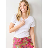 Pointelle Short Sleeve Tee, White