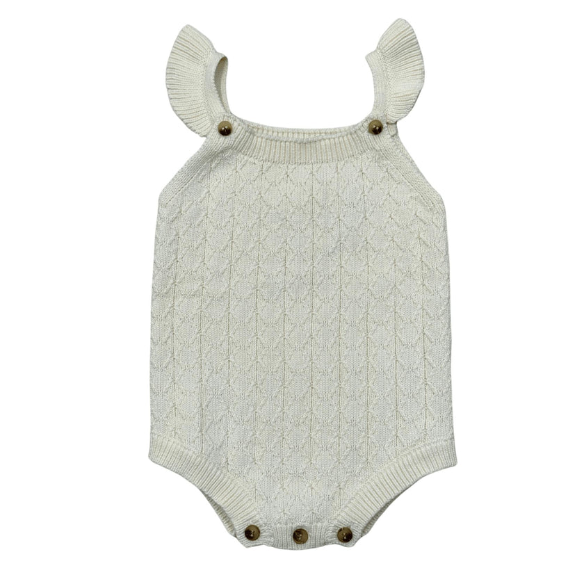 Baby Girl Knit Sweater Bodysuit in Cream