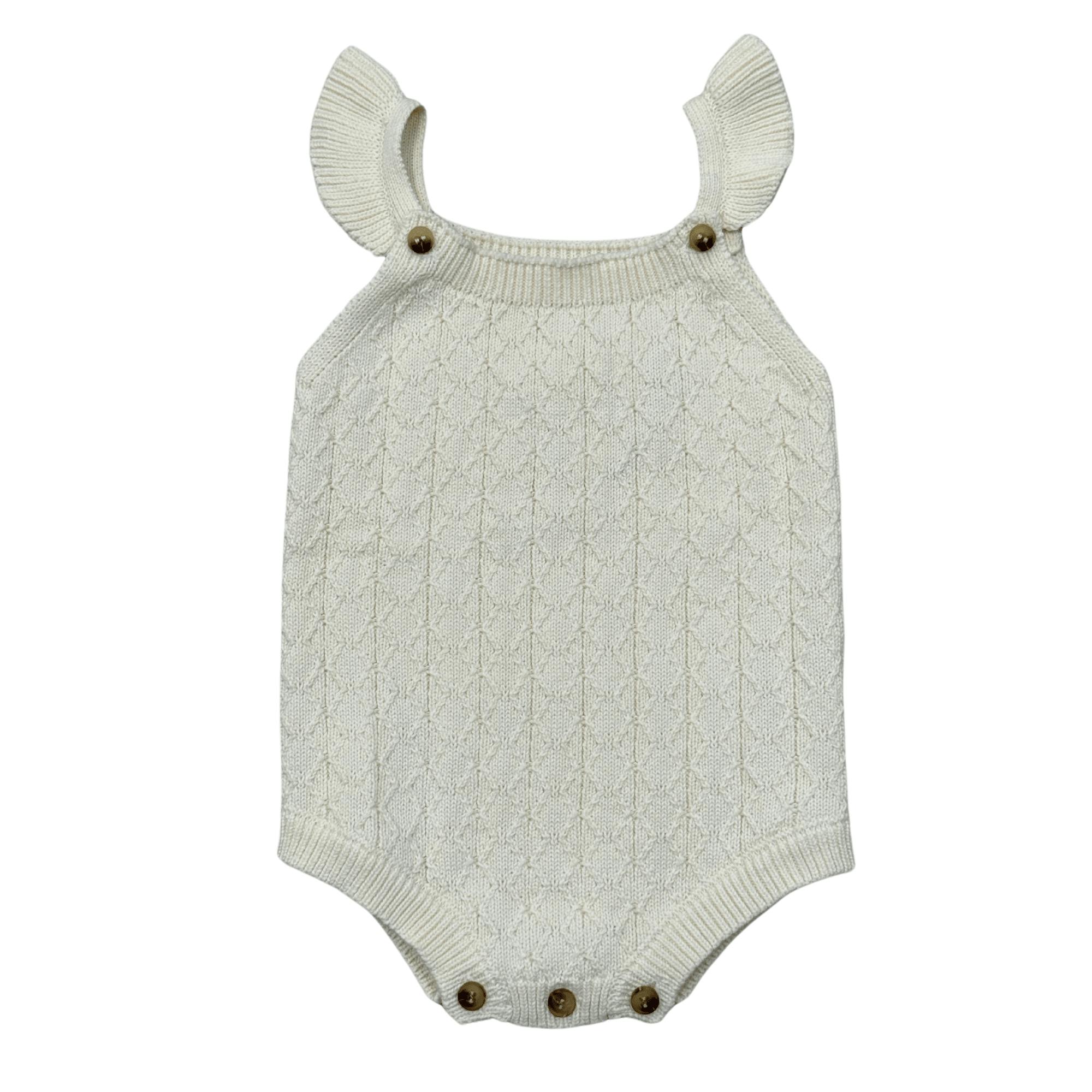 Baby Girl Knit Sweater Bodysuit in Cream
