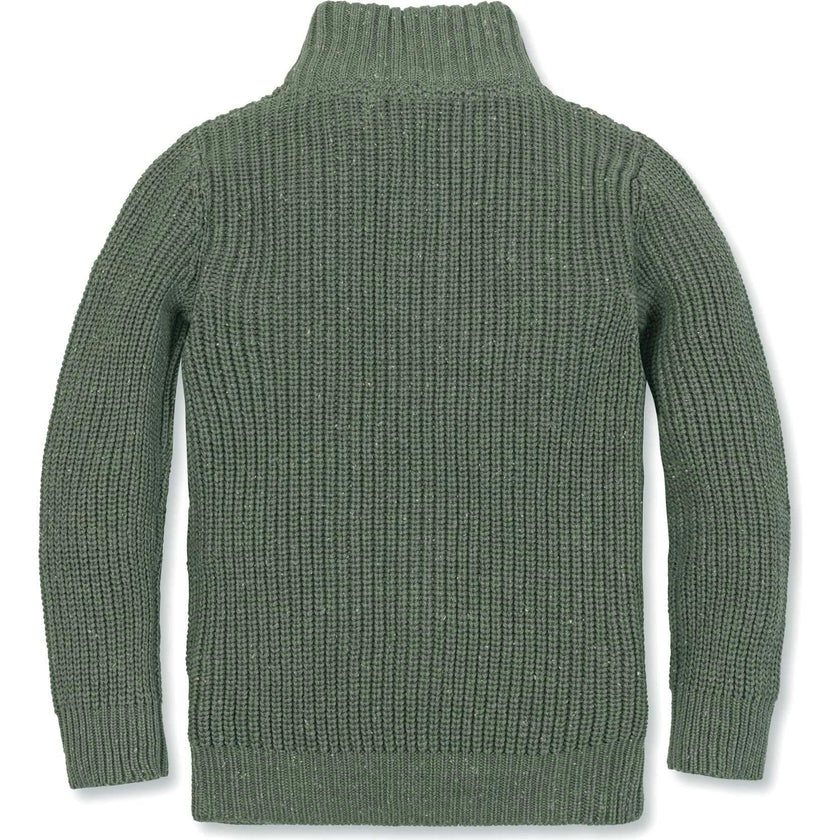 Organic Mock Neck Cardigan Stitch Sweater