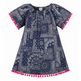 Mini Capucine Girls' Kaftan Patchwork Bandana, Navy