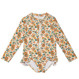 Long Sleeve Rashguard Ruffle Swimsuit | UPF + Recycled - In Bloom