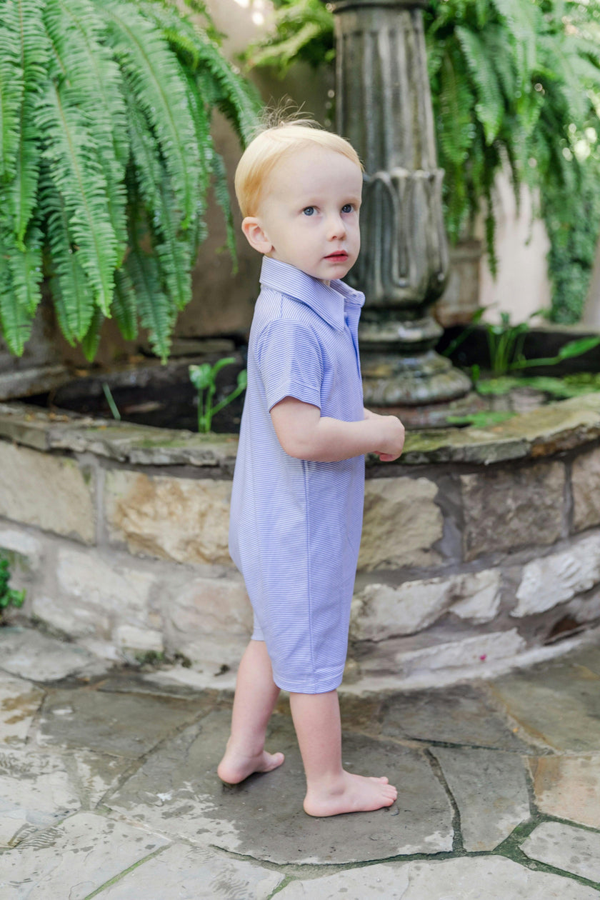Tripp Boys' Pima Cotton Polo Shortall Blue Stripes
