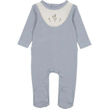 Embroidered Bib Footie and Beanie Set, Blue