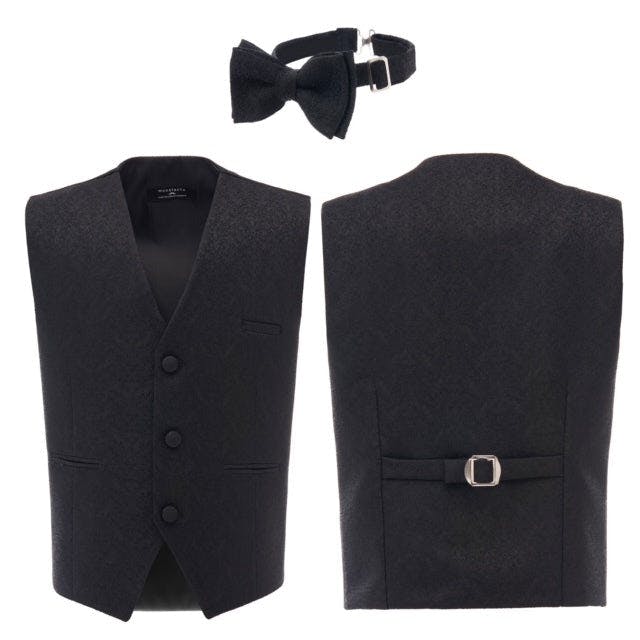 Black Print Vest & Bowtie