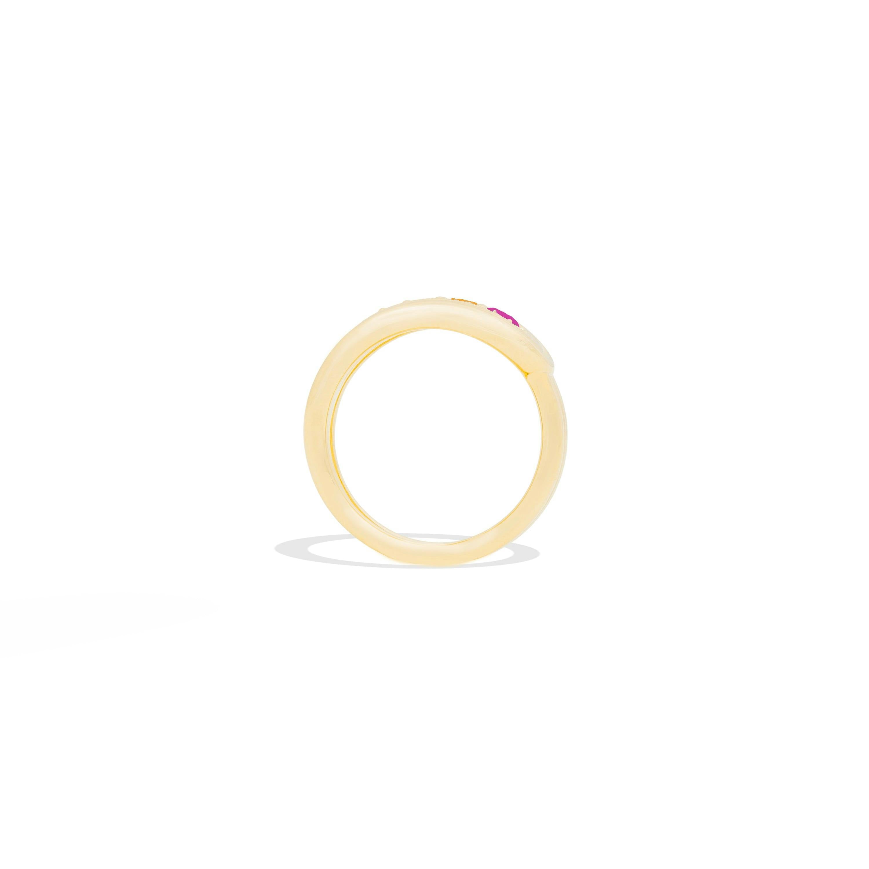 Found Nest Bypass Ring - Pink, Orange & Yellow Sapphire