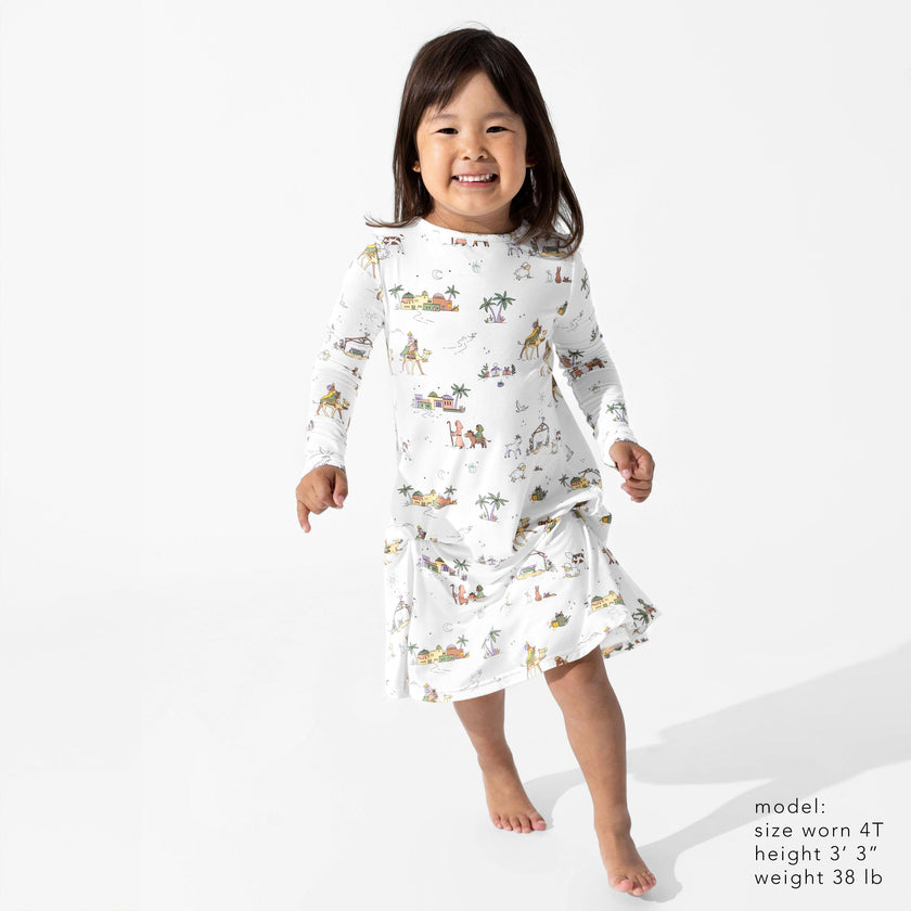 Holy Night Bamboo Girls' Long Sleeve Dress