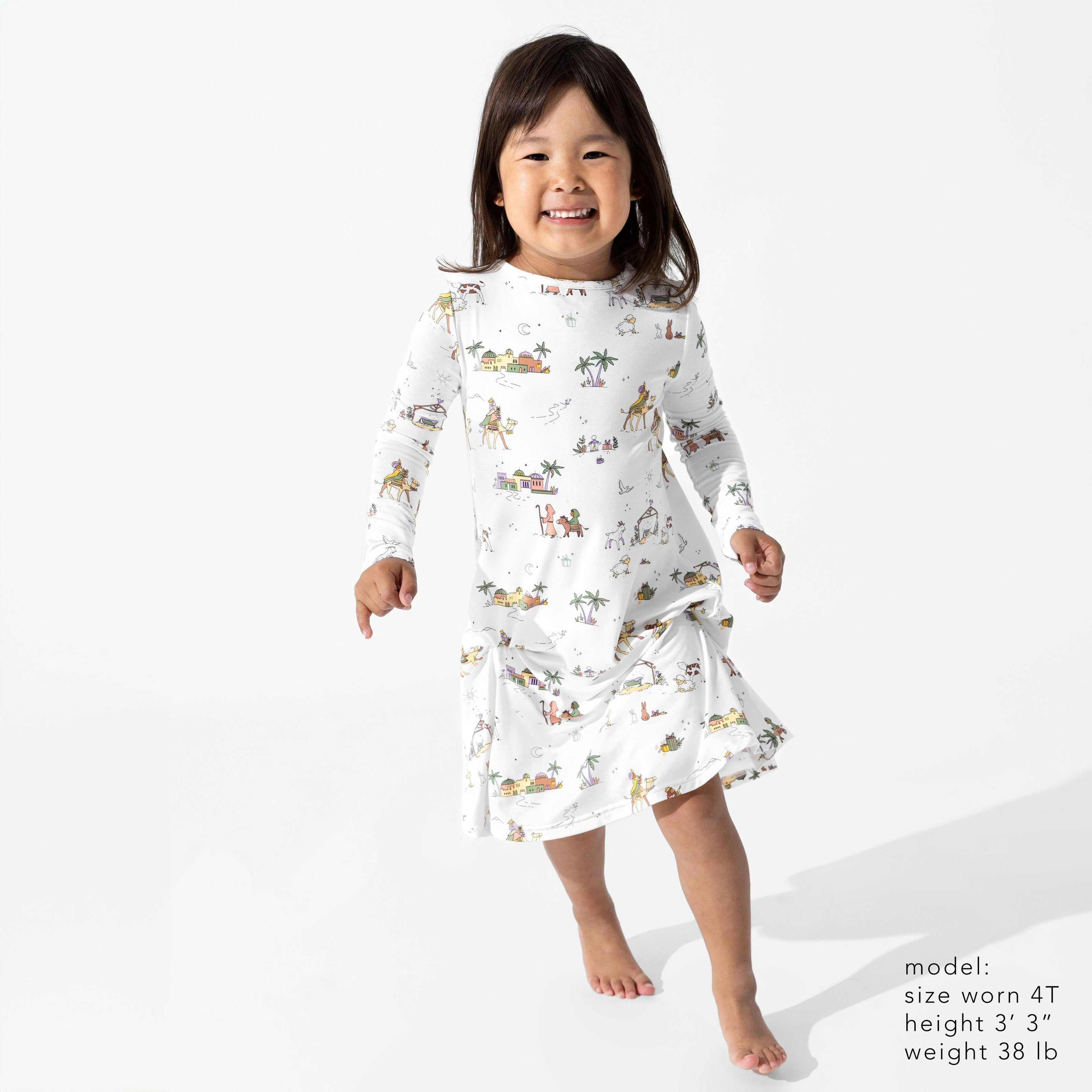 Holy Night Bamboo Girls' Long Sleeve Dress