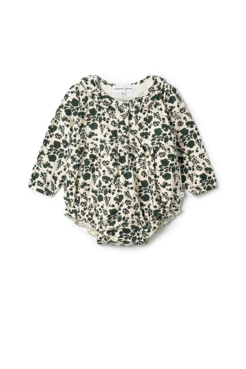 Woven Flannel Ruffled Button Front Bubble