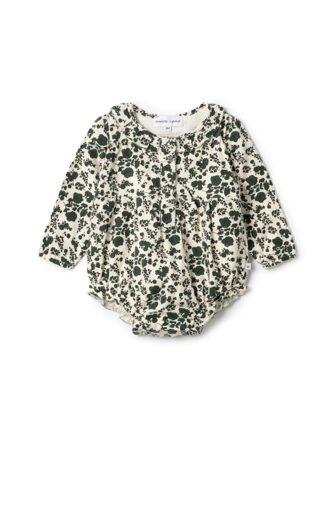 Woven Flannel Ruffled Button Front Bubble