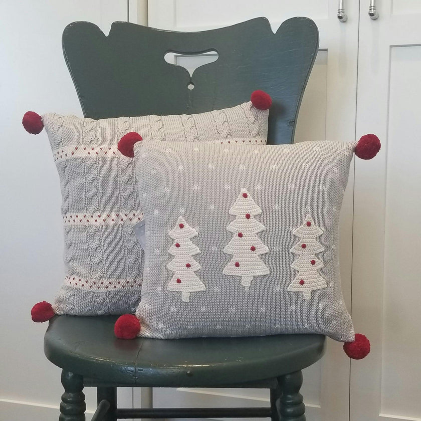 Cable Pom Pom Pillow