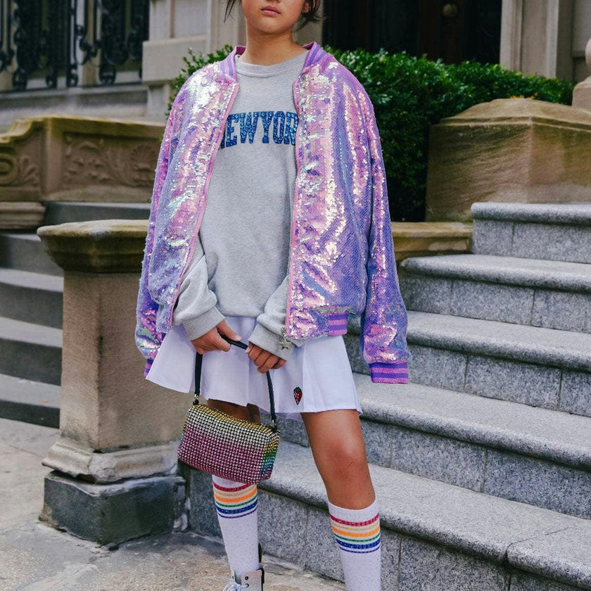 Women's Lavender Haze Sequin Bomber