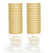 Give Thanks Cups - 30 gold foil plastic cups