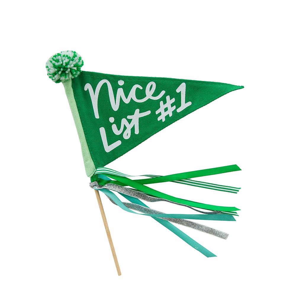 Nice List #1 Mini Pennant Flag, Green
