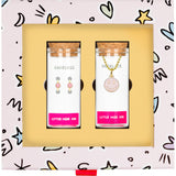 Pink Smiley Necklace and Earrings Gift Set