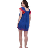 Mini Sandrine Women's Dress Classic Blue Embroidery, Blue