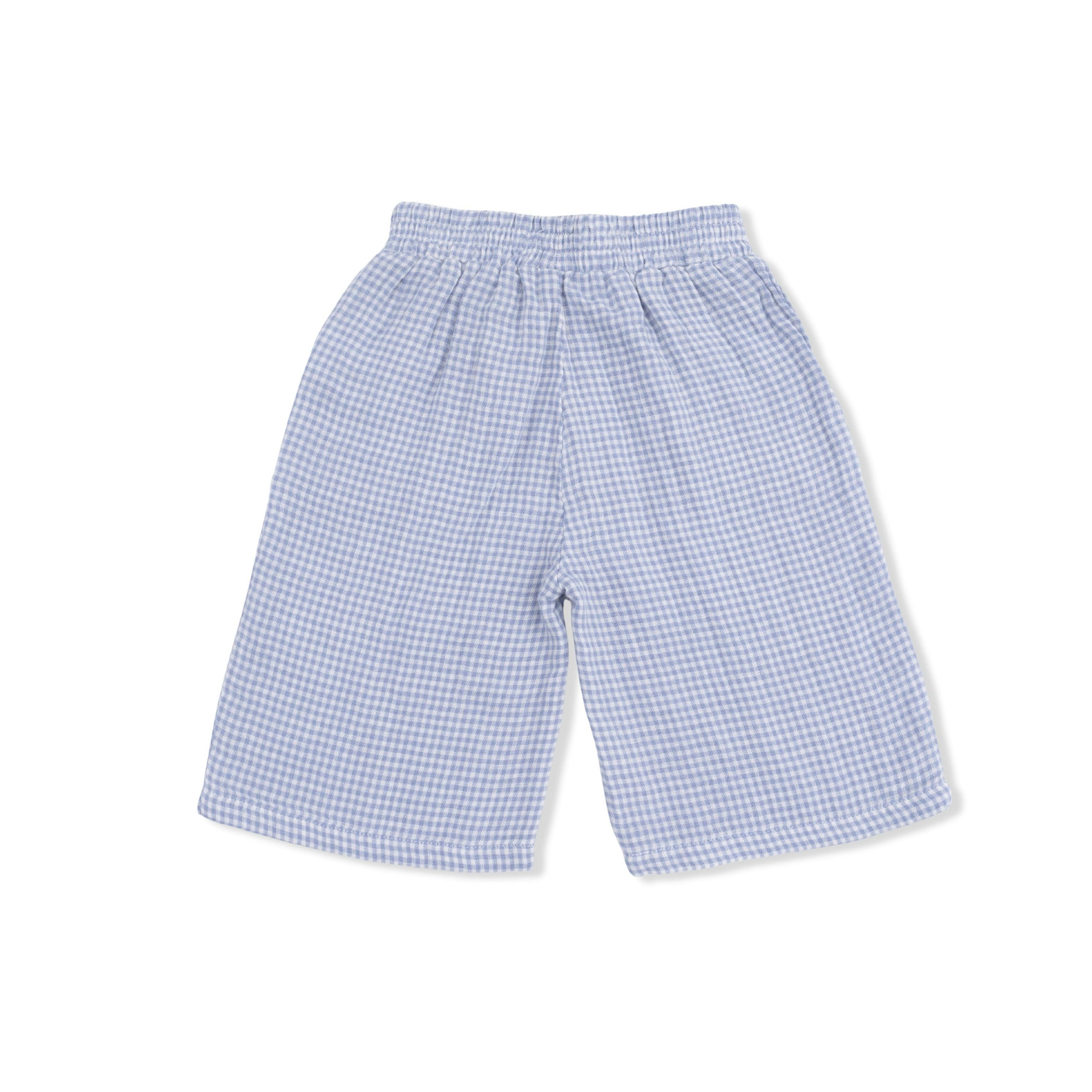 Micro Gingham Blue Blizzard - Peplum Tank with Wide Leg Pant