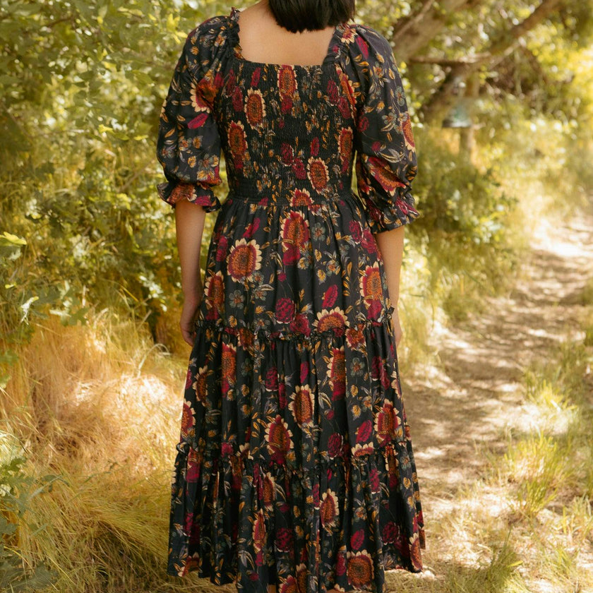 Madeline Dress in Moody Sunflower