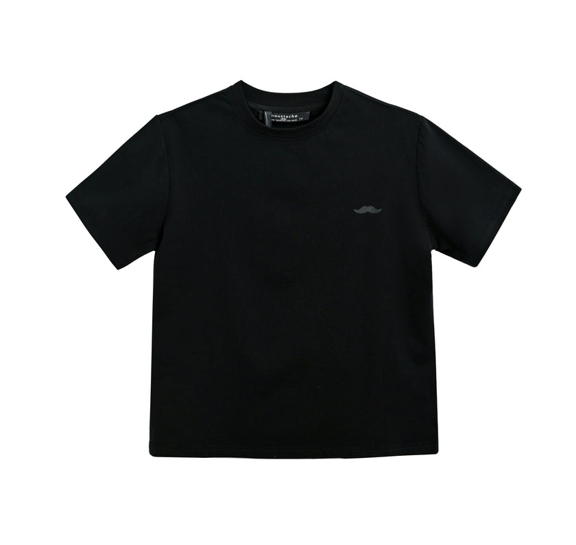 Black T-Shirt with Mustache Detail