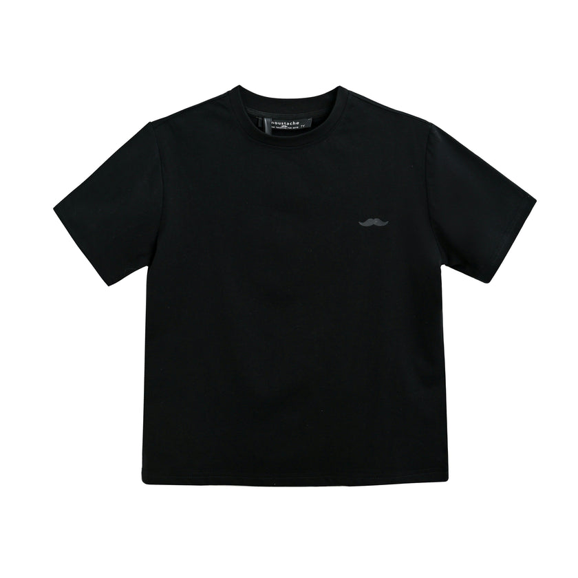Black T-Shirt with Mustache Detail