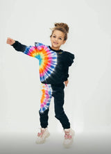 Rainbow Tie-Dye Ruffle Sweatshirt And Pant Set