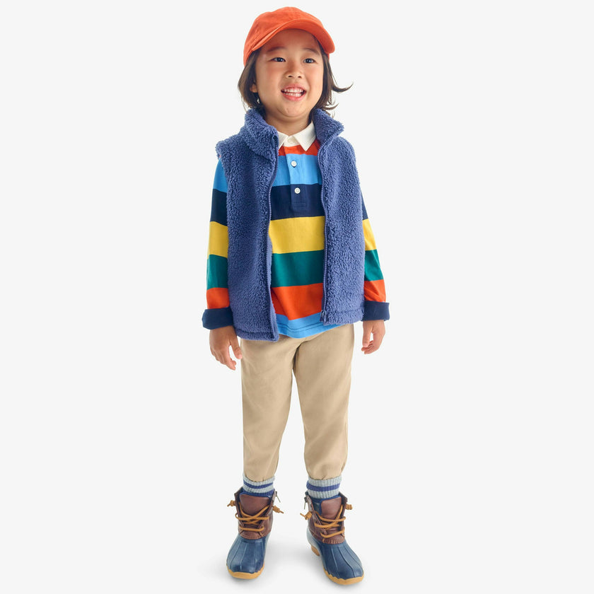 Kids long sleeve polo in rugby stripe