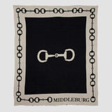 Custom Personalized Equestrian Sustainable Knit Throw Blanket - Snaffle Bit Border