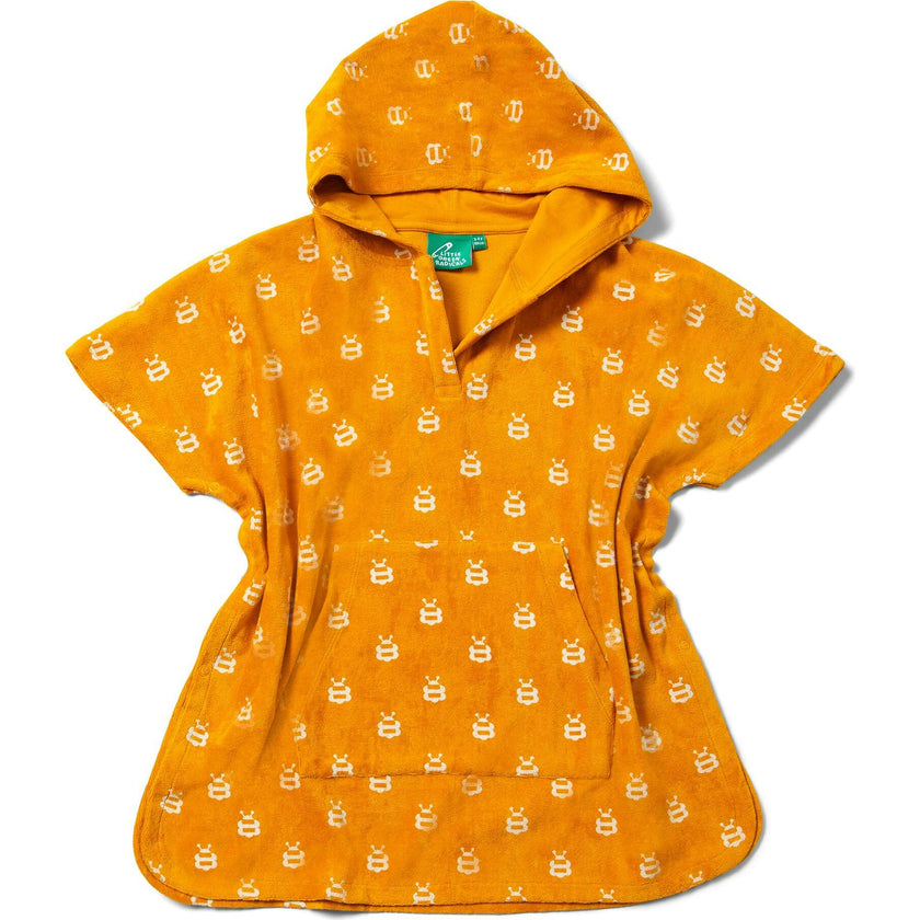 Bees Kids Hooded Beach Poncho, Gold