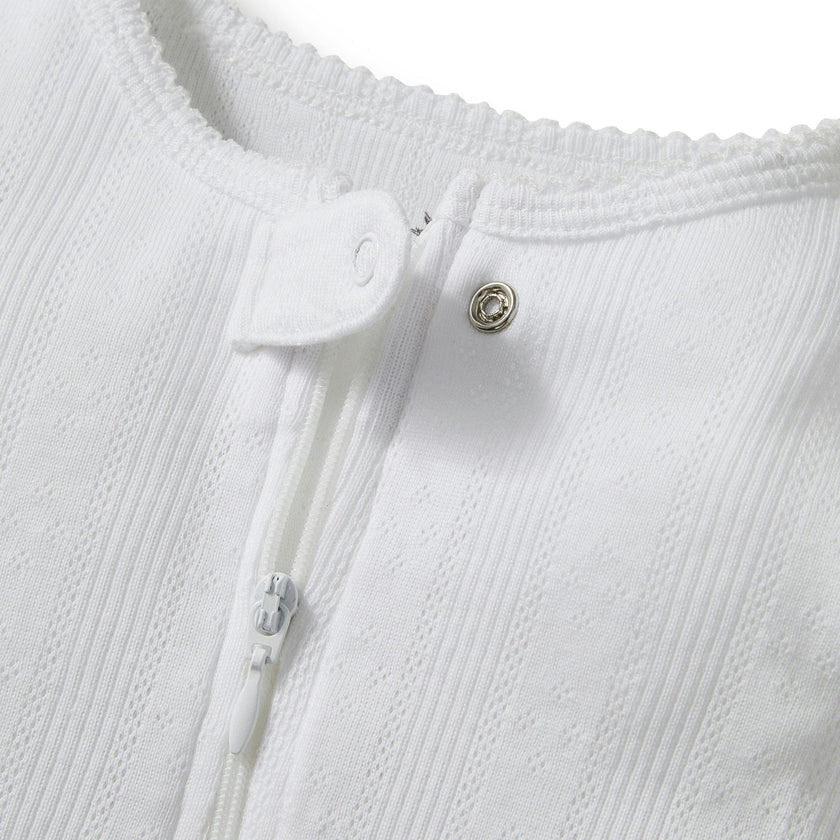 Baby's Pointelle Footie Romper in White